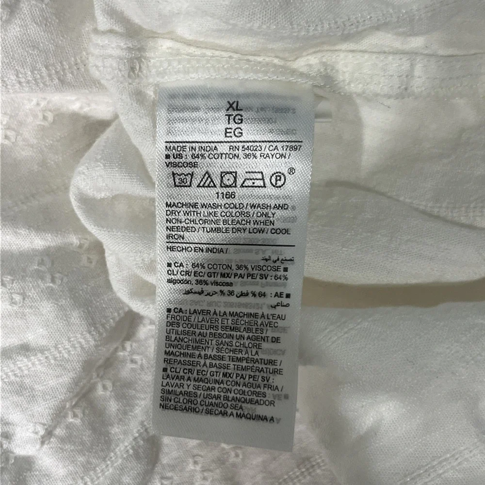 Old Navy‎ Blouse Womens XL White Sea Salt Textured LS Peasant Balloon Sleeve Top
